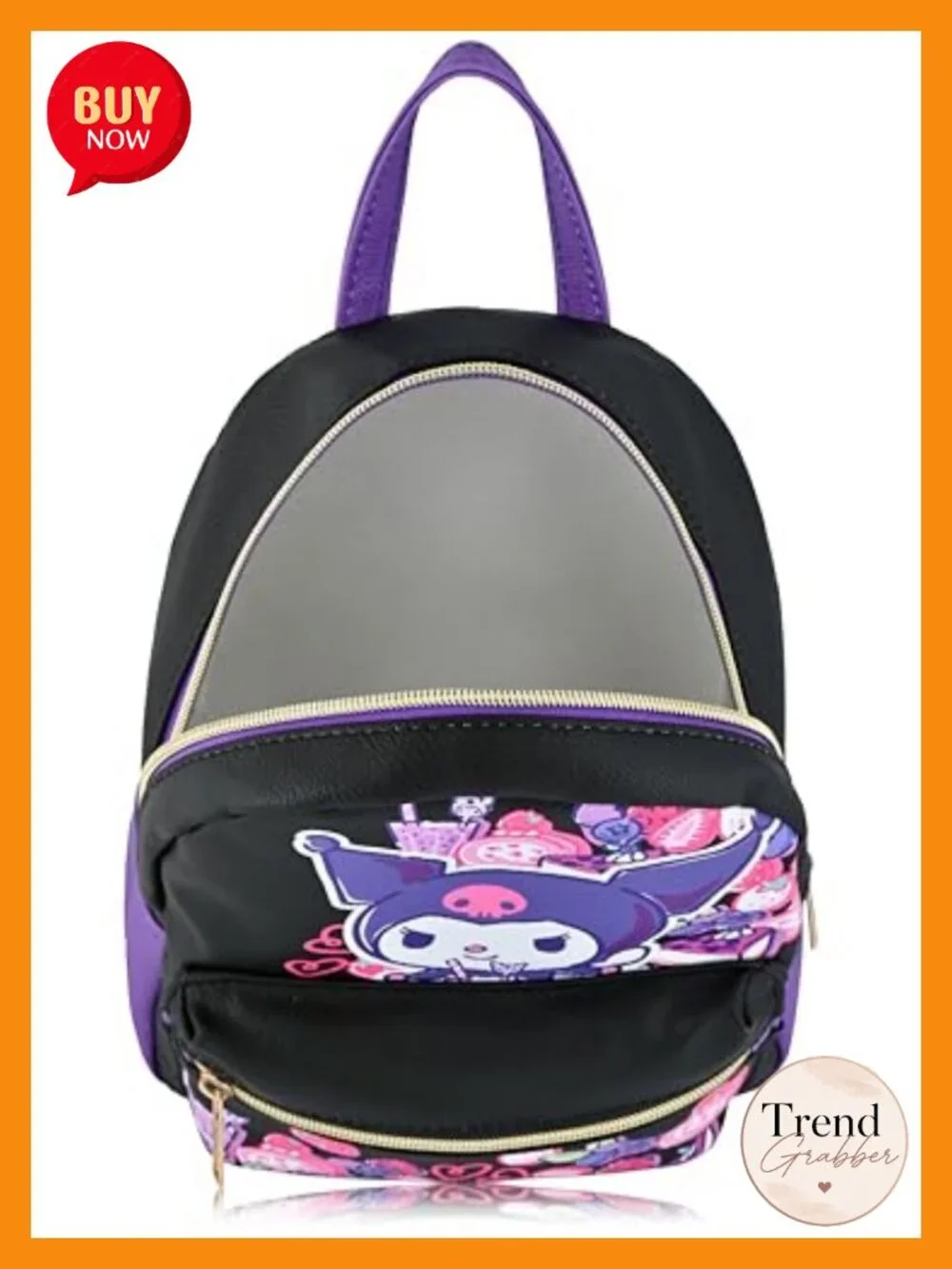 Sanrio Kuromi Mini Backpack Pure PU Leather Daypack